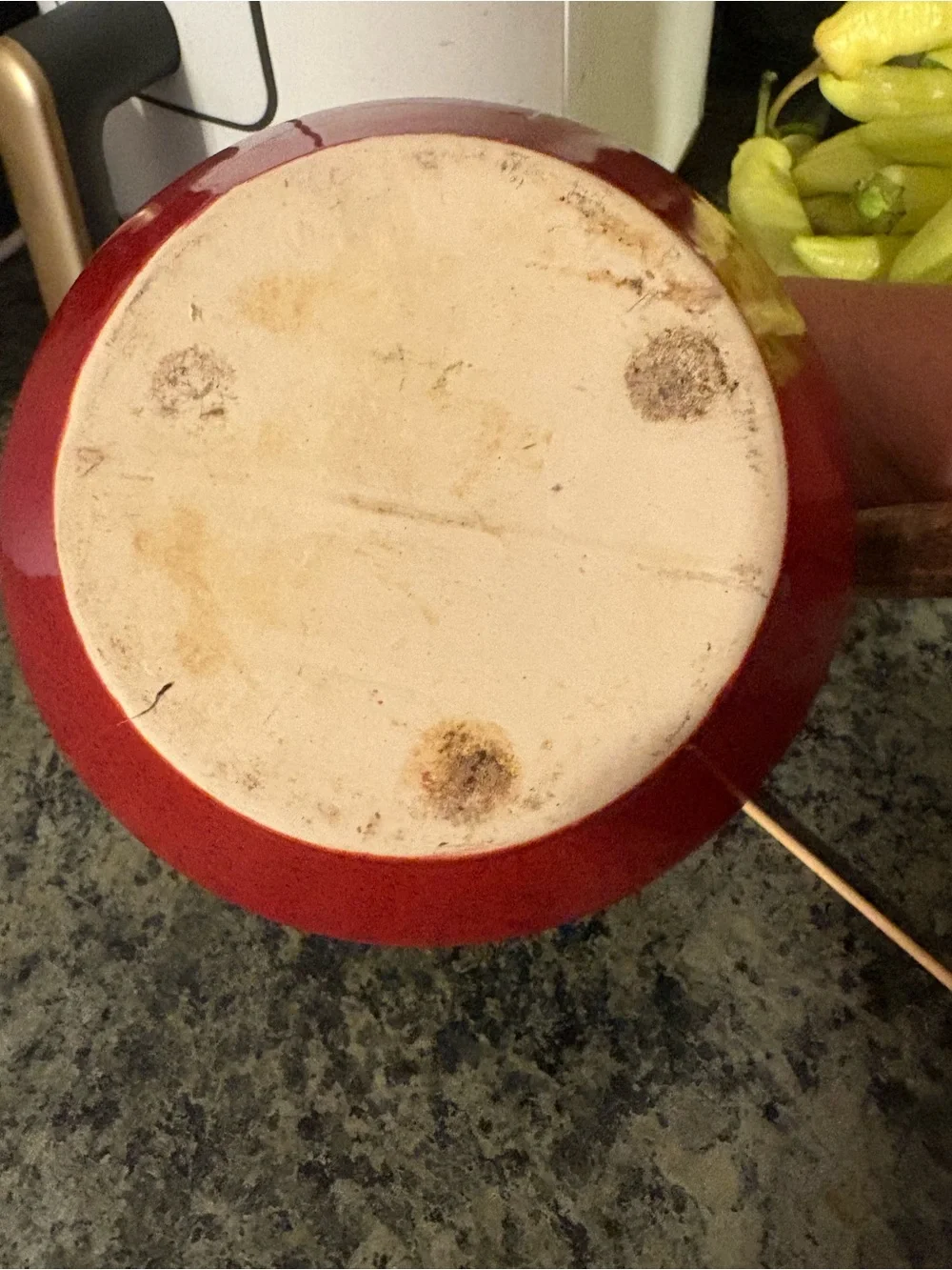 Red Ceramic Teapot with Wooden Handle and Lid - Brand Unspecified
